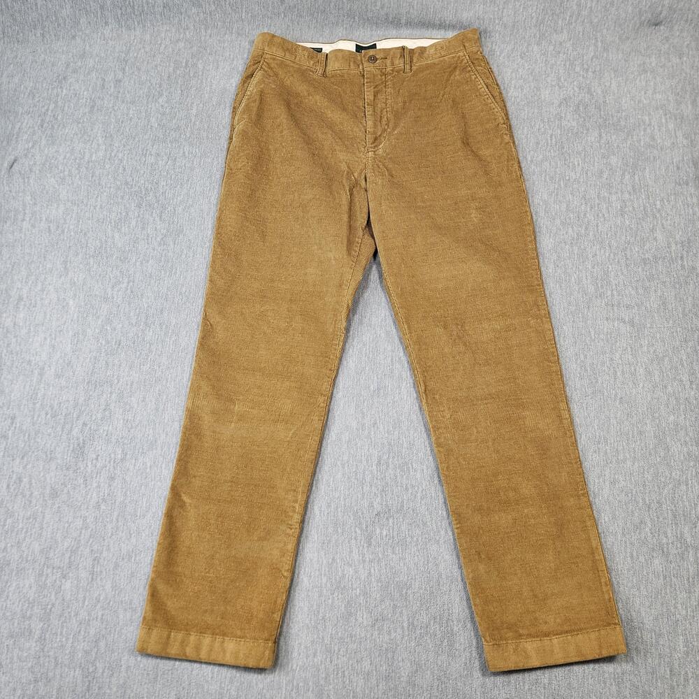 J.CREW Oarsman Pants Mens 33x32 Brown Classic Straight Chino Corduroy Stretch